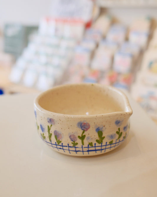 MARI POTTERI FLORAL PATCH MATCHARI (BLUE TULIPS MATCHA BOWL)