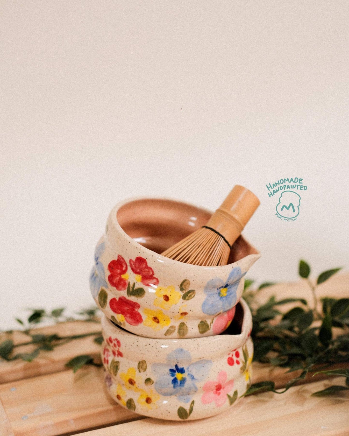 MARI POTTERI WILDFLOWER CLOUD MATCHA BOWL