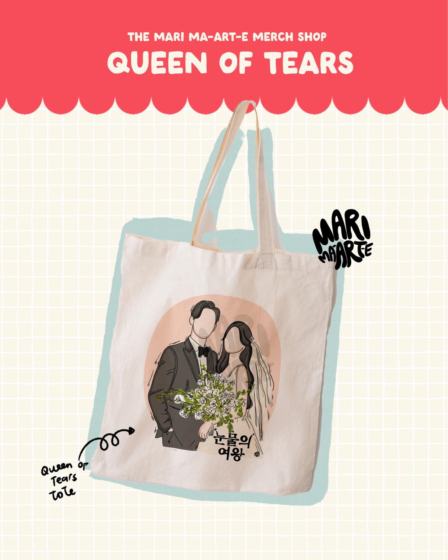 MARI MA-ART-E QUEEN OF TEARS WEDDING TOTE BAG