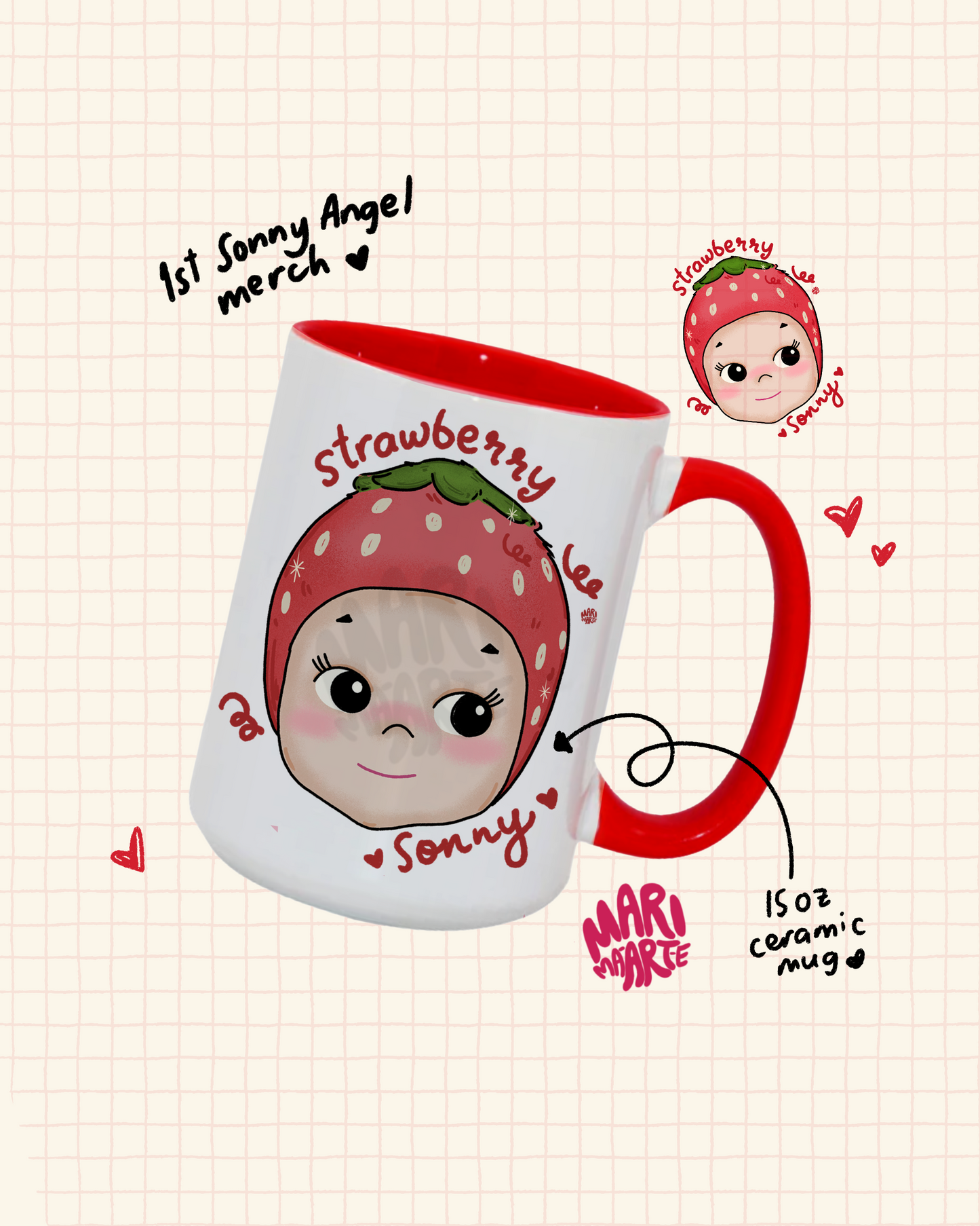 SONNY ANGEL STRAWBERRY LARGE CERAMIC MUG