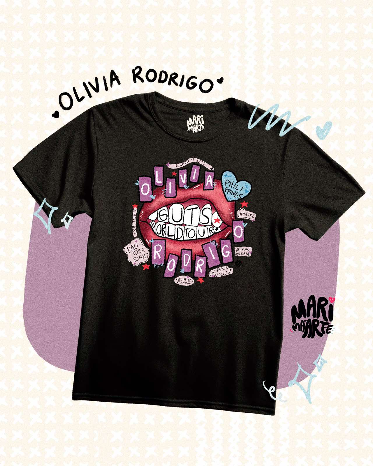 OLIVIA RODRIGO GUTS (LIPS) BLACK SHIRT