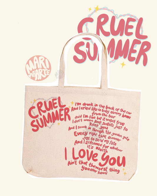 SWIFTIE CRUEL SUMMER LYRICS TOTE BAG