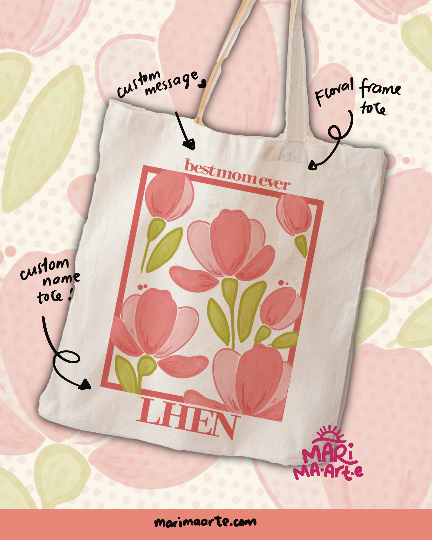 FLORAL FRAME TOTE BAG