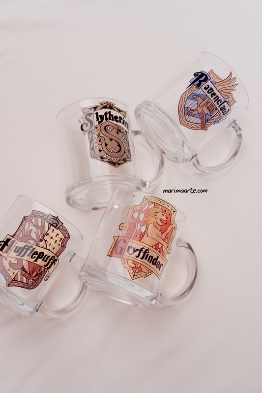 HOGWARTS HOUSE CLEAR GLASS MUG