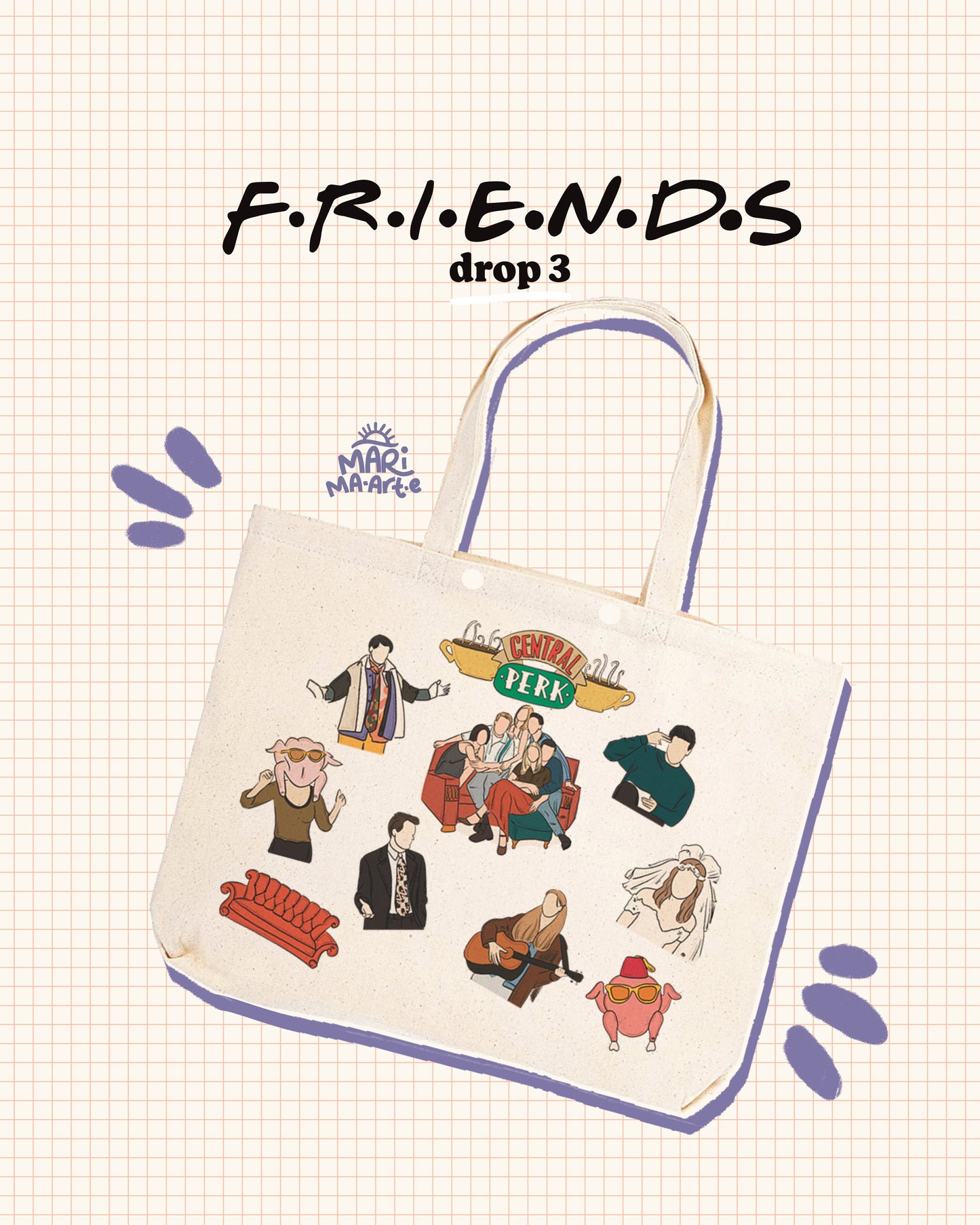 FRIENDS STICKER DESIGN TOTEBAG