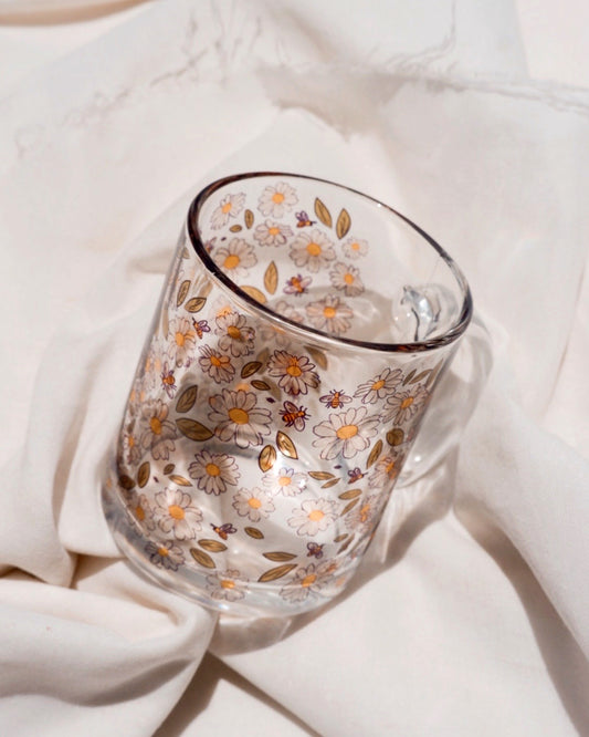 DAISIES FLORAL GLASS MUG