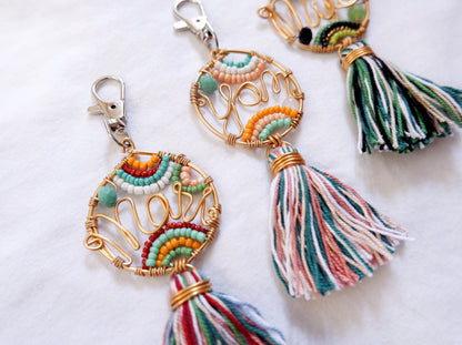 CUSTOM BEADED KEYCHAIN + TASSEL