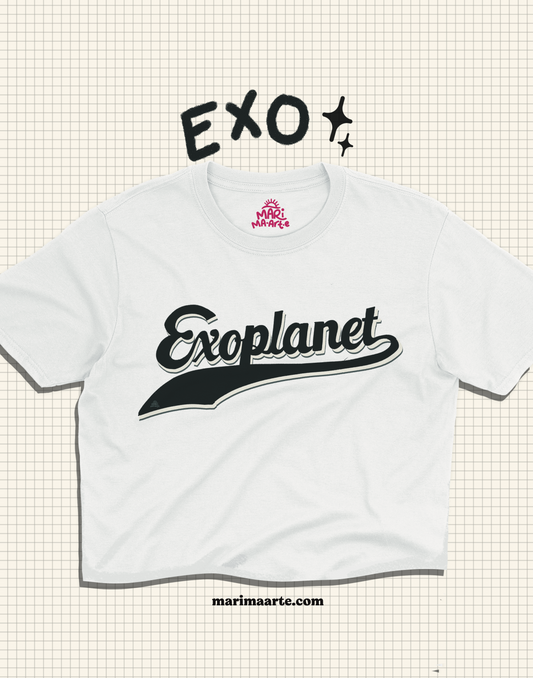 EXO BLACK TYPO SEMI CROPPED SHIRT