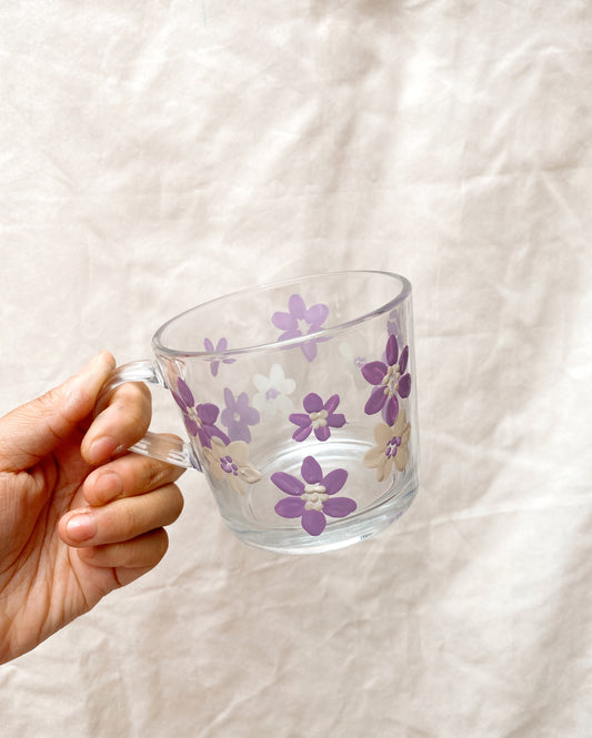 LILAC FLORAL GLASS MUG - TAMMI MUG