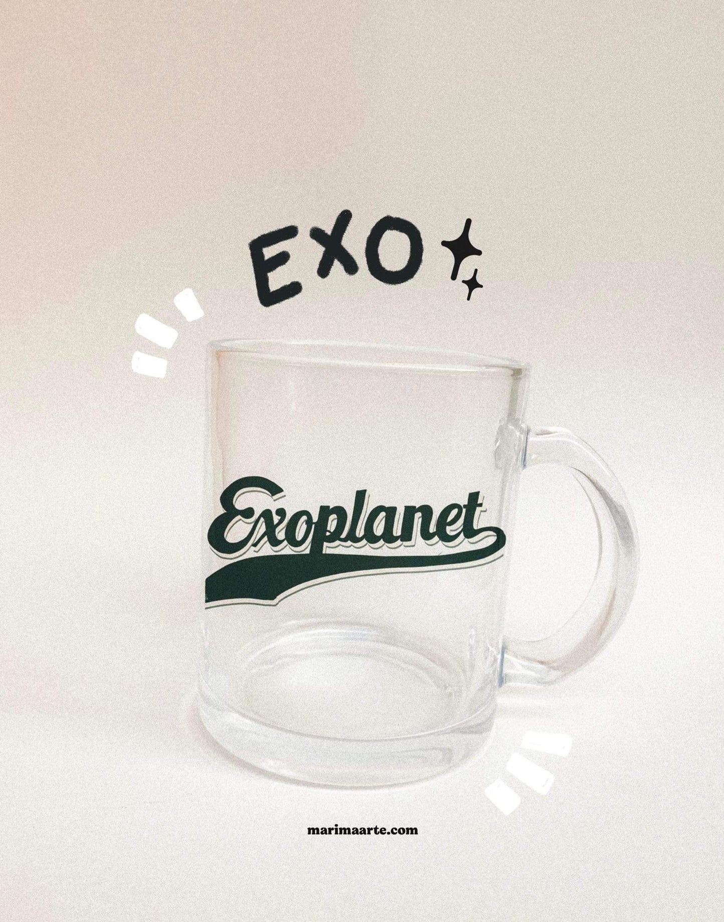 EXO BLACK TYPO GLASS MUG