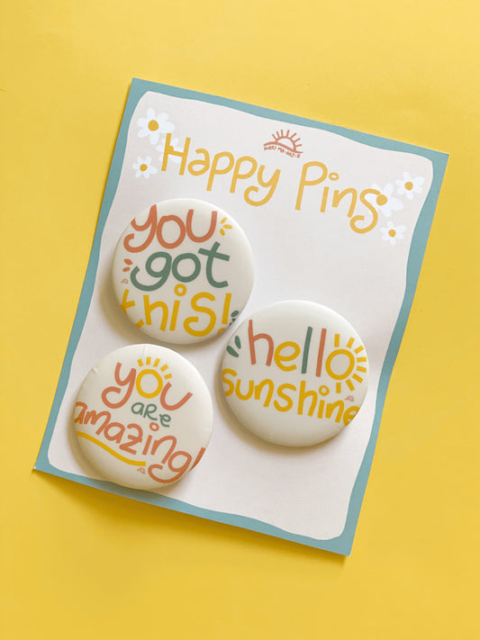 HAPPY PINS PACK 1 (pack of 3)