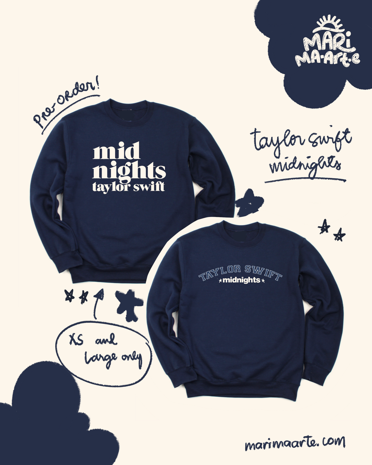 TAYLOR SWIFT MIDNIGHTS PULLOVER NAVY BLUE