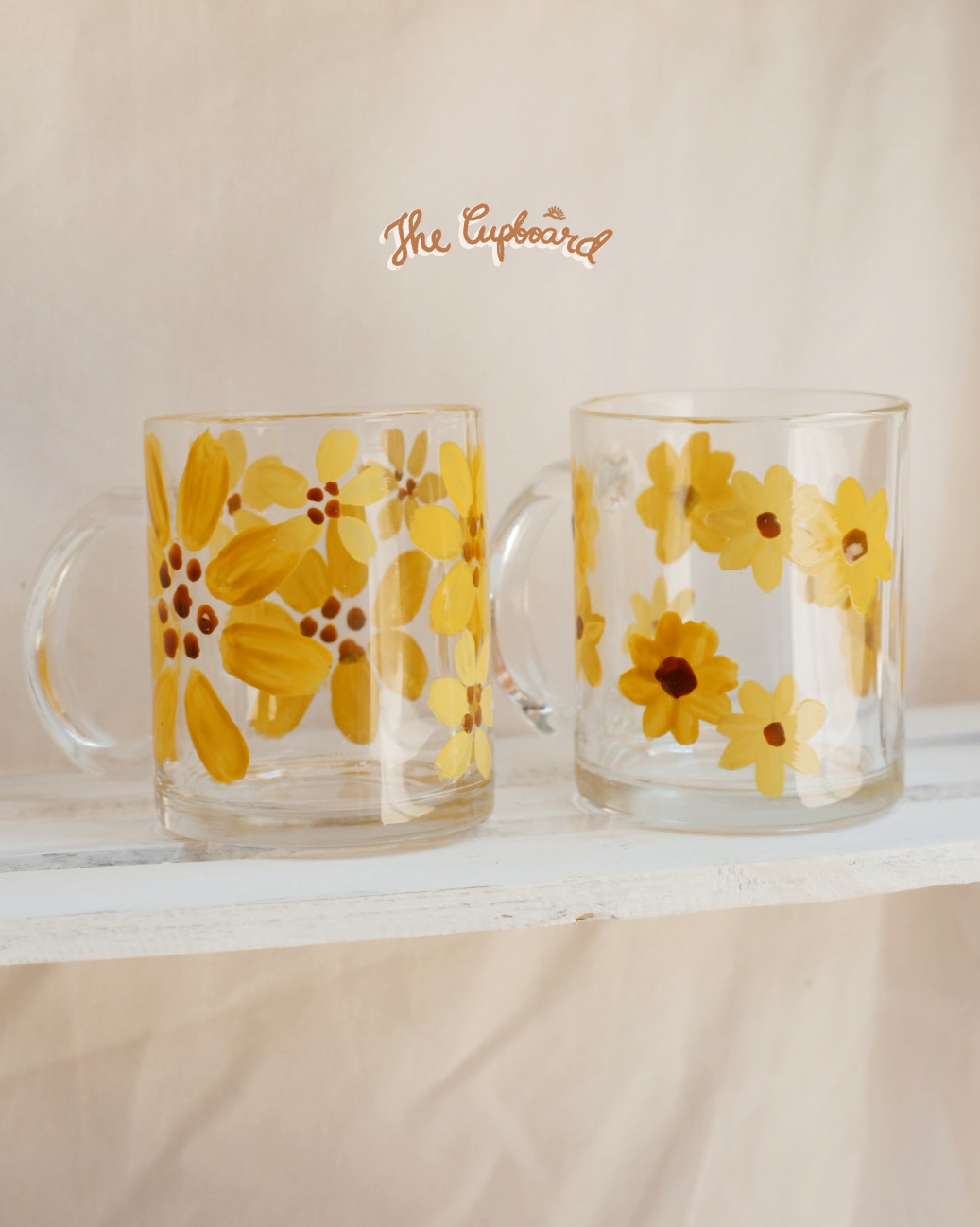 SUNFLOWER FLORAL GLASS MUG