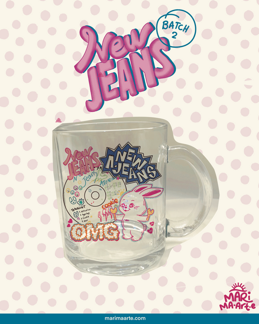 NEW JEANS PINK DISC GLASS MUG