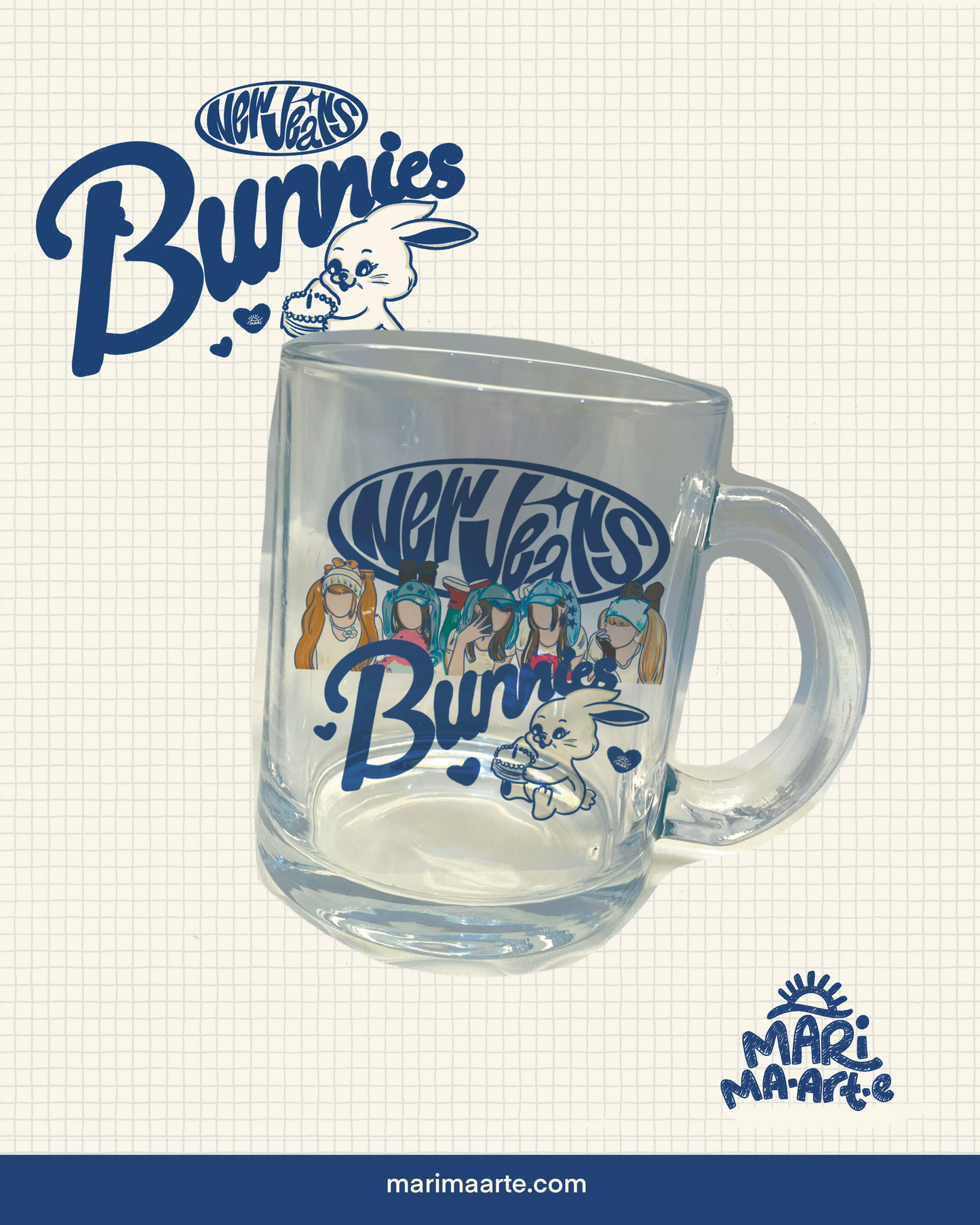 NEW JEANS BUNNIES GLASS MUG