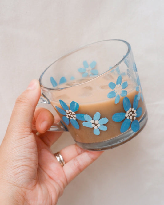 CUSTOM COLOR FLORAL GLASS MUG