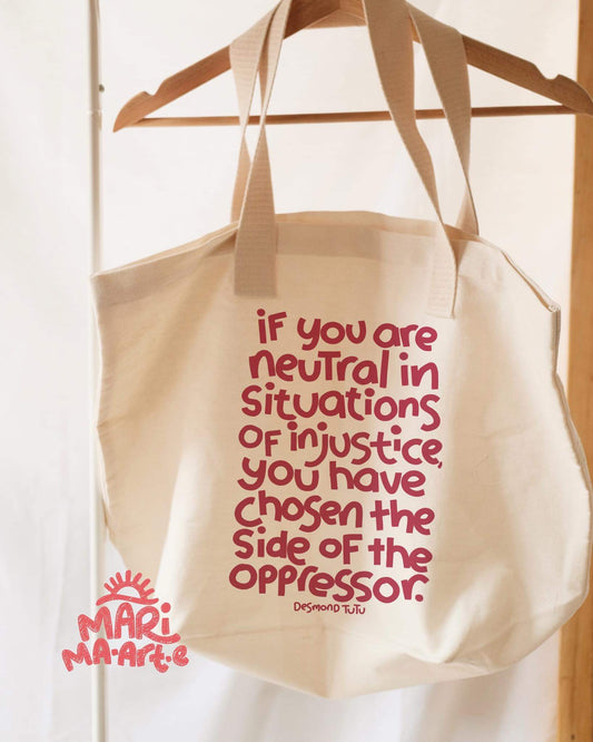 OPPRESSOR QUOTE BEACH BAG