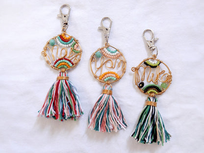 CUSTOM BEADED KEYCHAIN + TASSEL