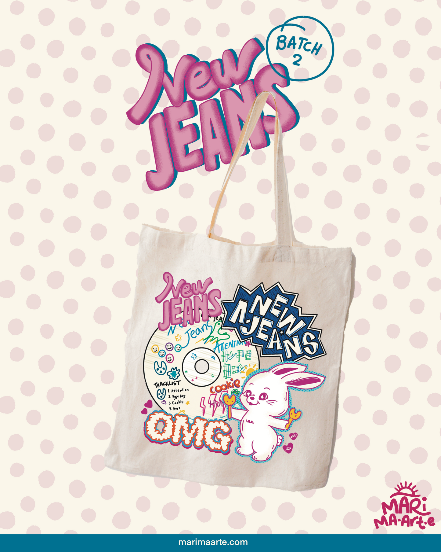 NEW JEANS PINK DISC REGULAR TOTE BAG