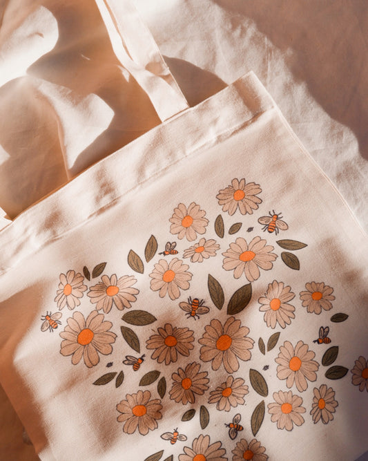 DAISIES FLORAL TOTEBAG