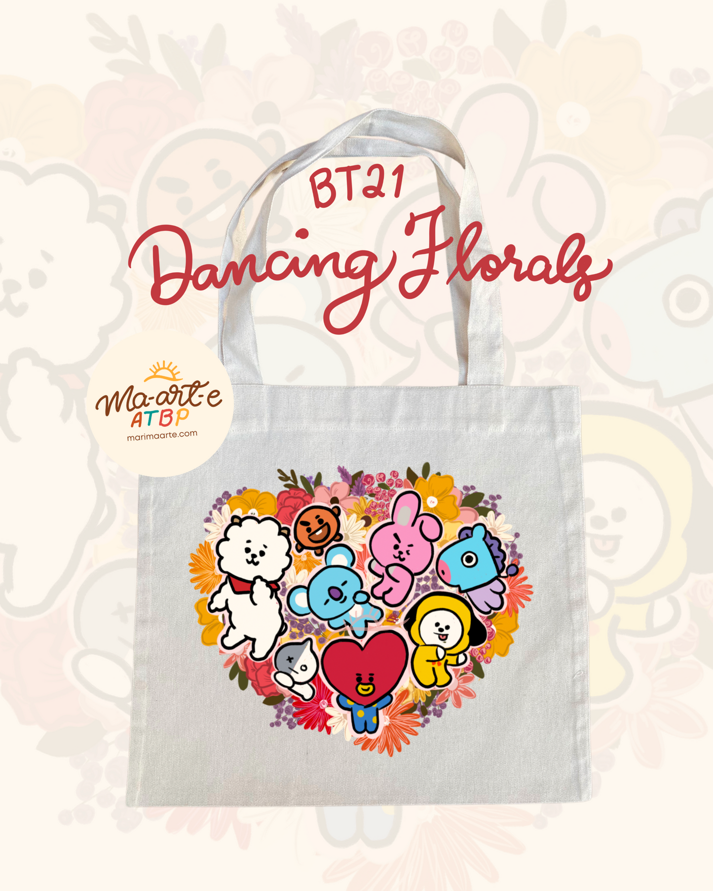 BT21 DANCING FLORALS TOTE BAG