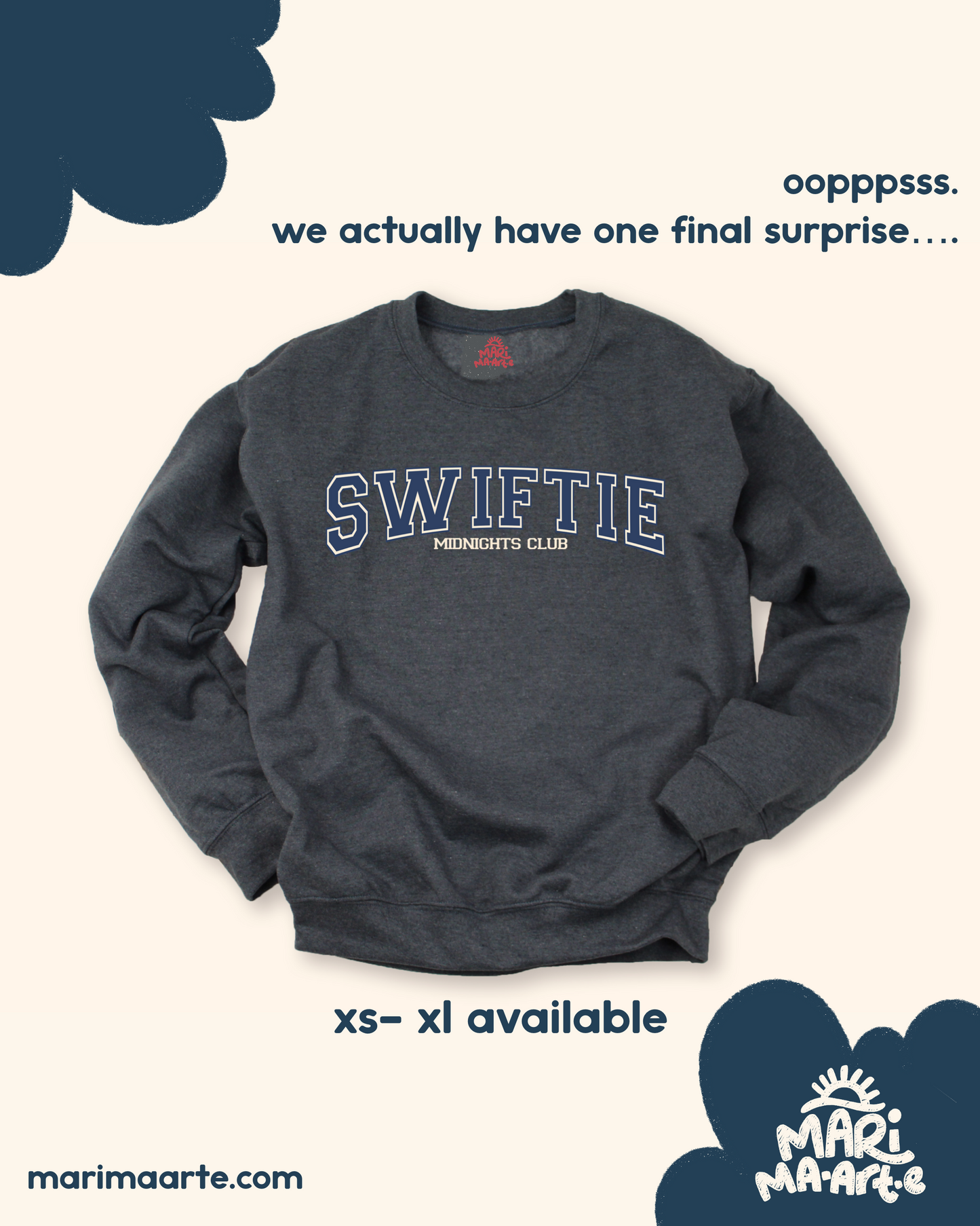 TAYLOR SWIFT SWIFTIE MIDNIGHTS CLUB PULLOVER (DARK GREY)